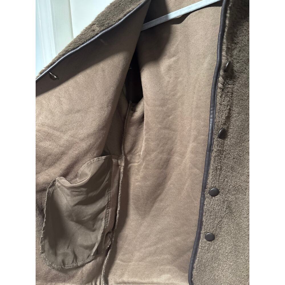 H&M Brown Faux Sherpa Snap Button Jacket S - Picture 5 of 12
